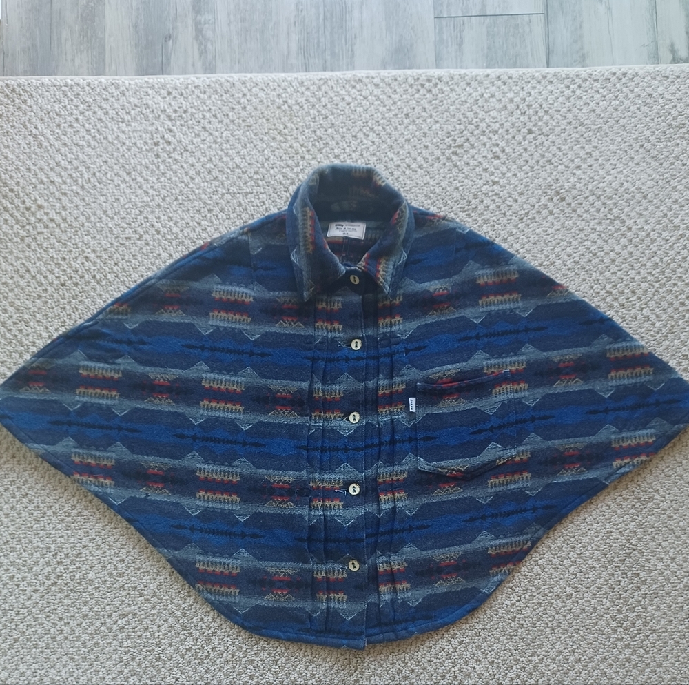🐎Levi's Pendleton Jacquard Poncho Shawl Cape Jacket Size XS/S